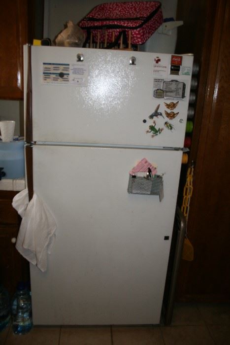 small refrigerator, older, but works well 31" wide x 63" tall