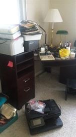 corner desk, Office equipment,
Printers