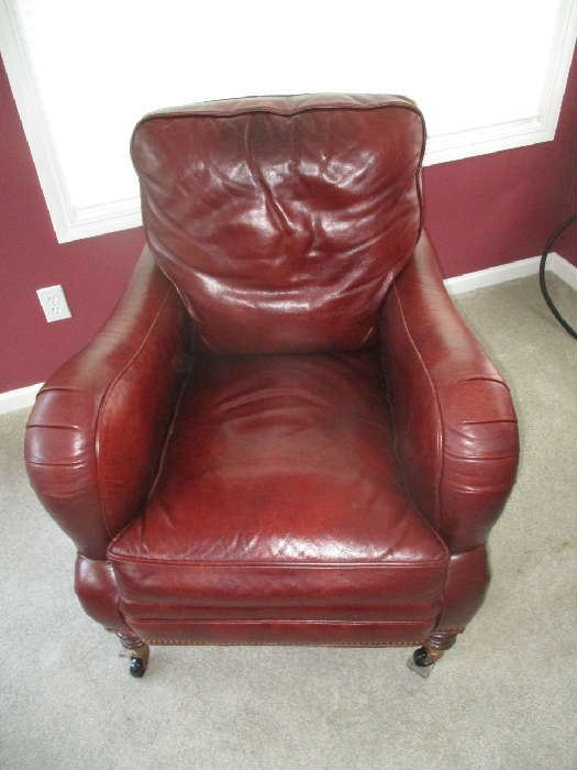 LEATHER CHAIR BURGUNDY, TWO OF TWO