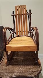CHILDS ANTIQUE BENT WOOD ROCKING CHAIR