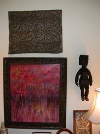 Original paintings and carved wood blocks as an example of interesting unique accessories
