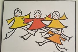 HAPPY CHILDREN DANCING PAINTING BY LOIS BECKER