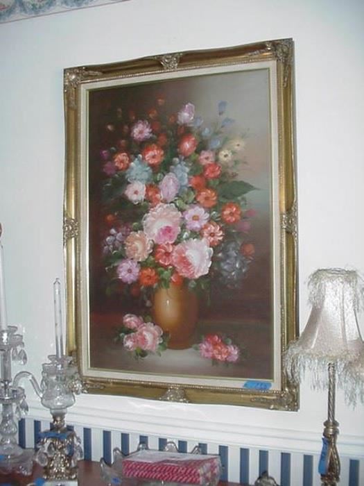 Oil on canvas of floral arrangement