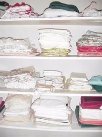 Closet full of bed and bath linens