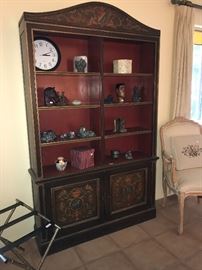 Paint decorated book case and cabinet