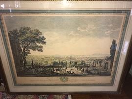 Antique French landscape print.