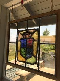 Armorial leaded glass window.