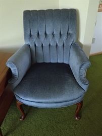 BLUE SIDE CHAIR W/WOOD LEGS