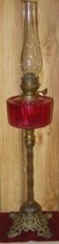 Stella Cranberry Glass Oil Lamp