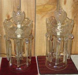 Pair Of Glass Lamps w/Prisms