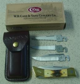 1995 Case XX Blade Changer Knife w/Stag Handles - Mint Condition w/Sheath & Box