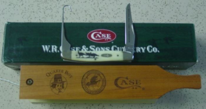 2008 Case XX National Wild Turkey Federation Bird Knife w/Scrimshaw Bone Handles - Comes With Quaker Box Call - Mint Condition Set