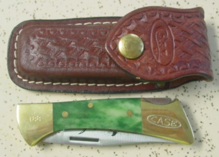 1980 Case XX Mako Shark Knife w/Rare Green Bone Handles - Marked On Blade: Chesapeake Bay Knife Club - #188 - Mint Condition