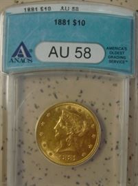 ANACS 1881 Gold $10.00 Coin