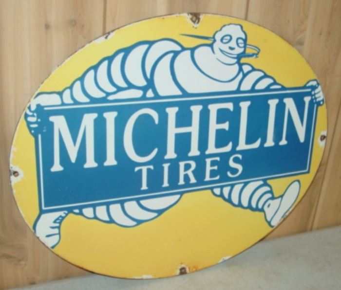 1940's - 1950's Porcelain Michelin Tires Sign - 16" x 20"