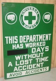 1950's Heavy Metal 20" x 28" Universal Safety In The Work Place Sign