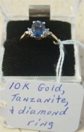 10K Gold, Tanzanite & Diamond Ring