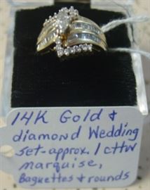14K Gold & Diamond Wedding Set - Approx. 1 cttw