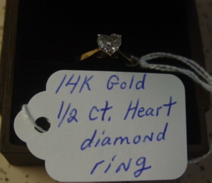 14K Gold 1/2 ct Heart Diamond Ring