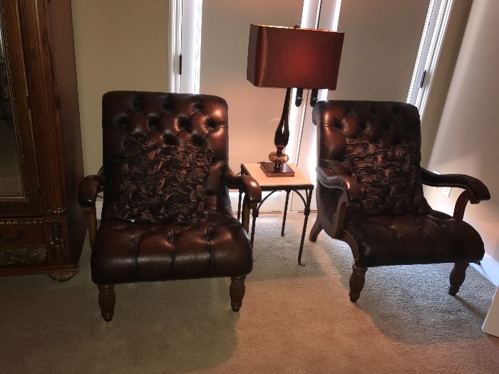 Pair Leather arm chairs