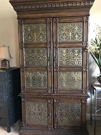 Moroccan style cabinet with brass inlay