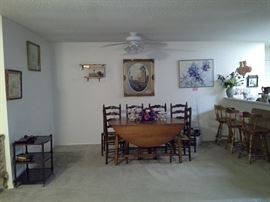 Maple drop leaf table 6 chairs maple bar stools art by Yudi windmills