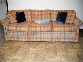 3 CUSHION PLAID SOFA
