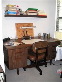 WOOD OFFICE DESK AND CHAIR