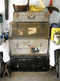 WOOD AND METAL TRUNKS