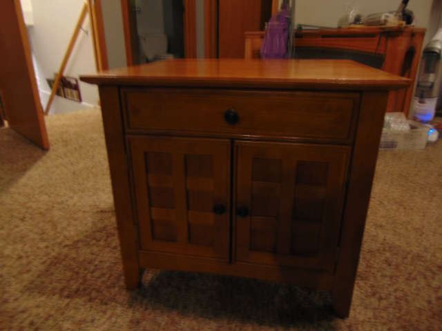 Side Table (24"l x 22"w x 22h) with drawer and doors (2 matching tables are available)