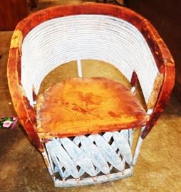 Unique Leather and Wicker Chair