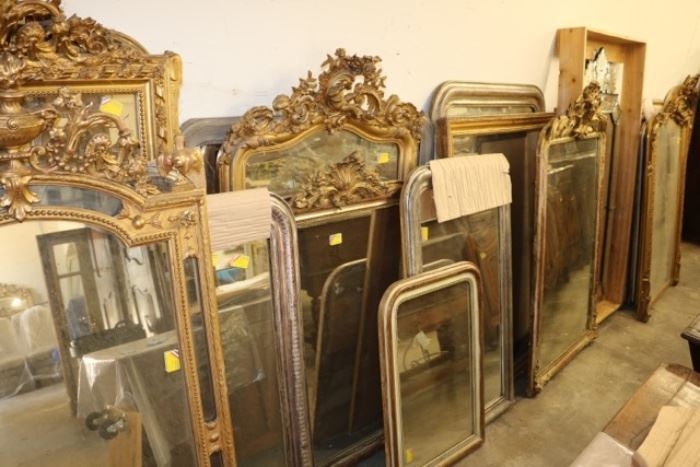 Antique mirrors in many sizes and styles.