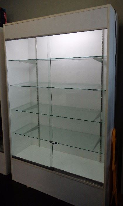 Lighted Double Glass Door Display Cabinet White