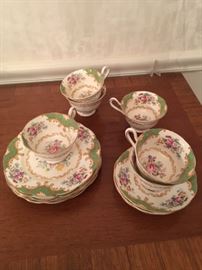 39 Royal Green Cups Saucers