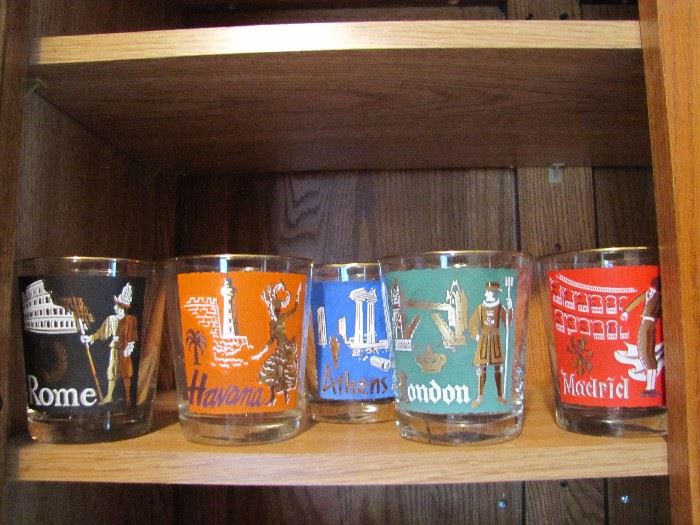 Vintage Libbey cities from around the world rock glasses