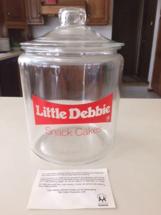 Little Debbie Snack Cakes Glass Store Cookie Jar Counter Display Vintage