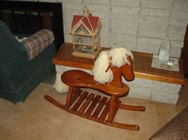 Rocking horse, bird house
