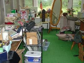 Oak Dressing mirror, lots of boxed items