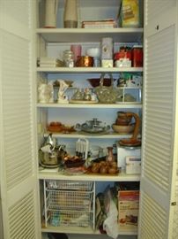Vintage bowls, silverplate, assorted kitchenware, small appliances