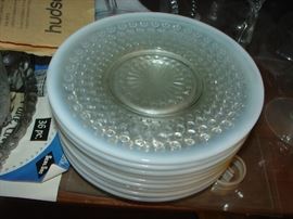 White opalescent hobnail plates
