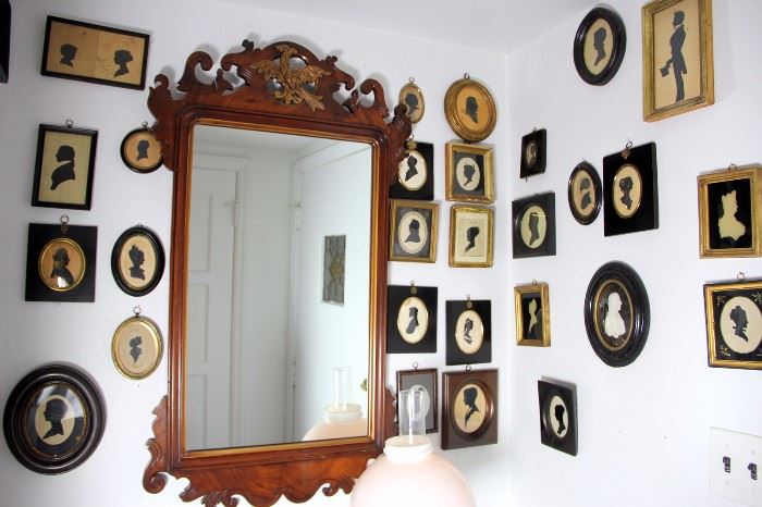 Huge Selection of Silhouette Portraits, Chippendale Mirror