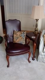 maroon leather arm chair