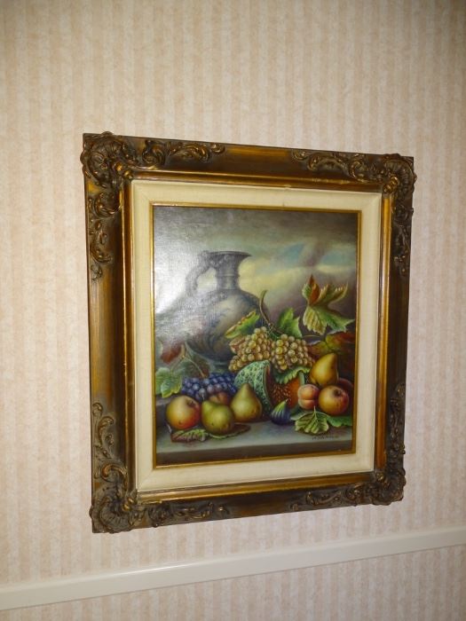 Signed Namian "Autumn Harvest" oil painting.