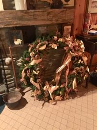 Huge two-sided Christmas wreath.