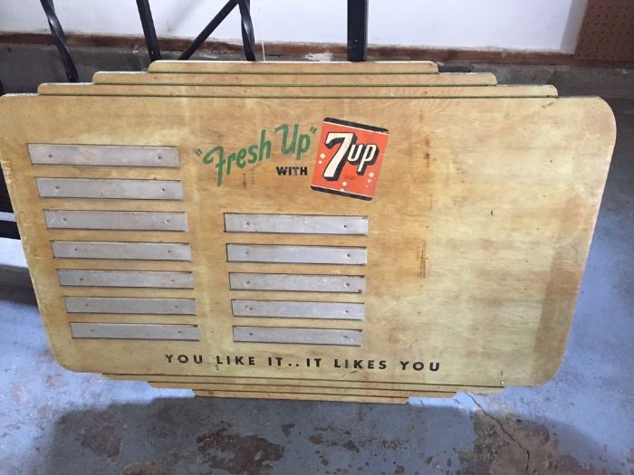 Vintage 7-Up menu sign.
