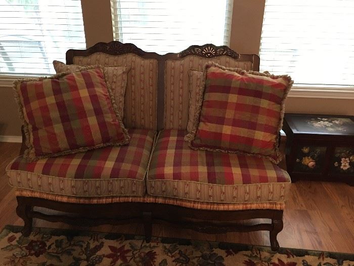 Rush Seat French Provincial Settee