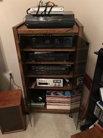Receiver, Tuner Dual Cassette Player, Speakers, Entertainment Tower