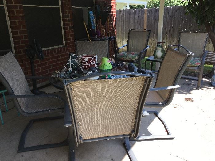 Iron Patio Table, total of 6 chairs, Outdoor Items