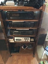 entertainment tower with Tuner, CD Player, Dual Cassette, 8 Track and 2 speakers