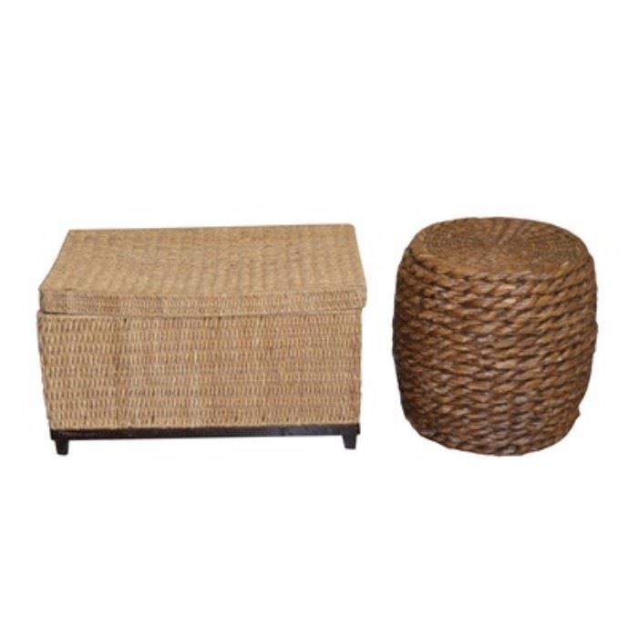 Woven Trunk With Round Side Table
